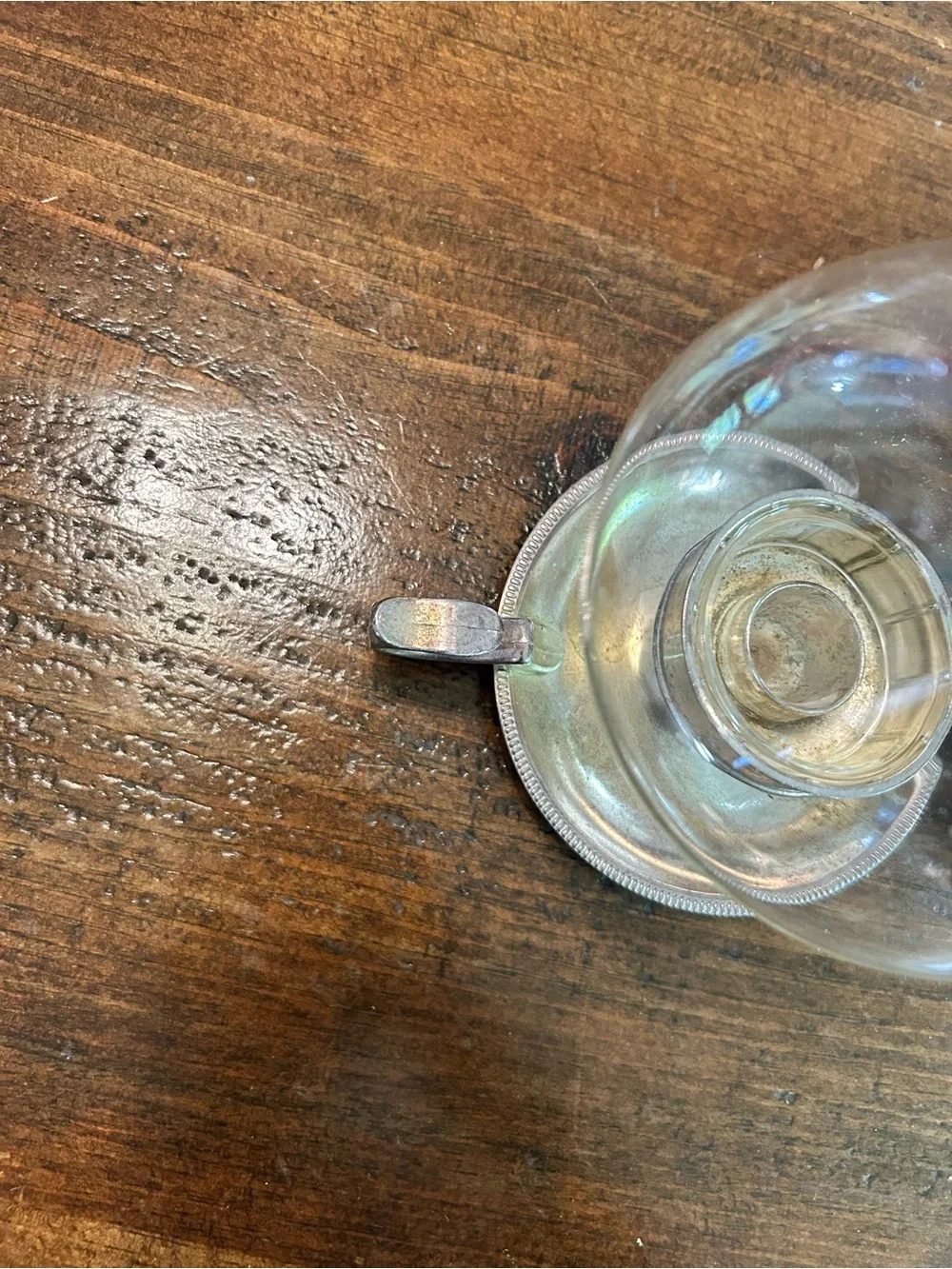 Vtg Chamberstick Candle Holder With Glass Chimney and Finger Handle Metal (2)